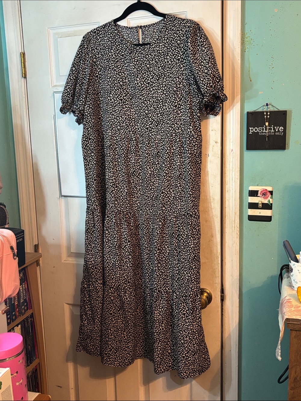 Women's Black & White Printed Midi Dress Size XL